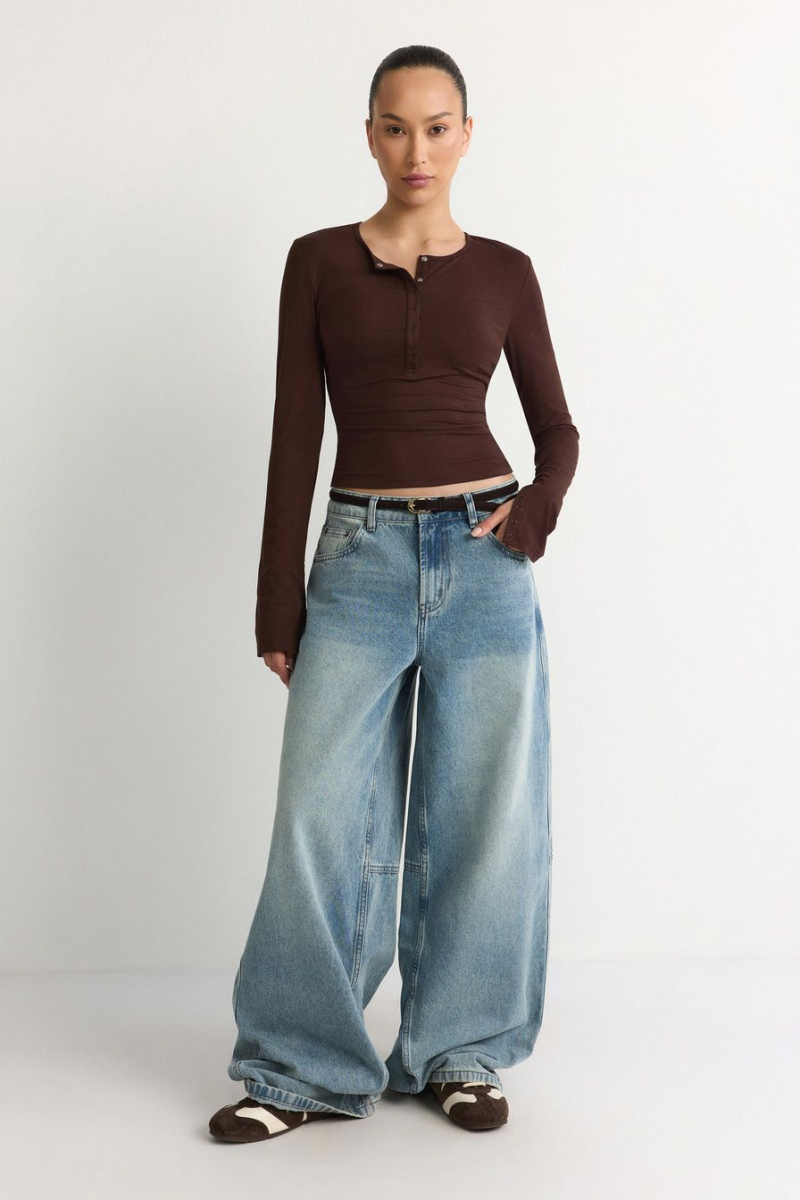 Лонгслив с рукавами на кнопках TOPTOP, цвет: коричневый, TT.025.17747.700 купить онлайн