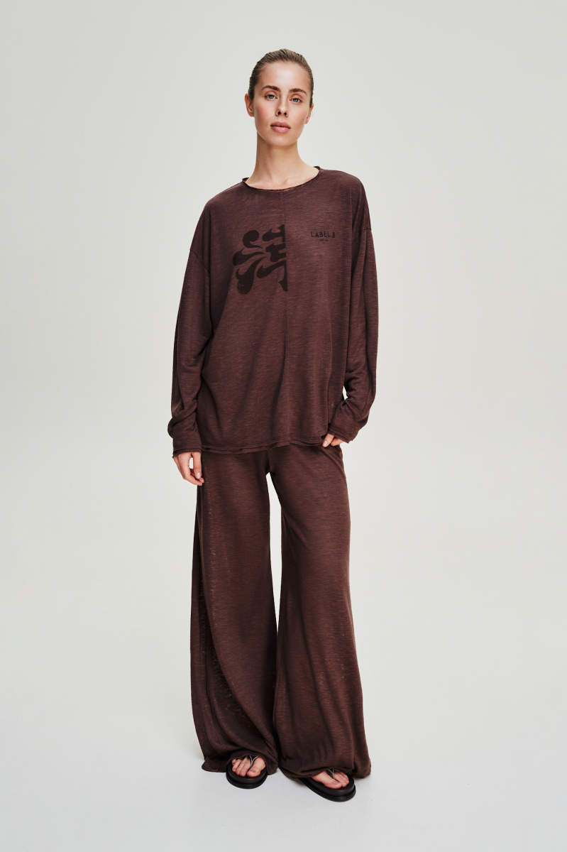 Брюки широкие тонкие Label .B, цвет: коричневая, Pt.18.4.3349.0425BRN купить онлайн