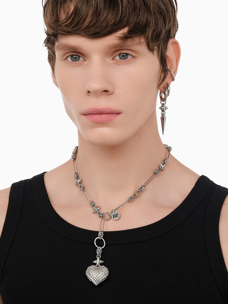 Колье с сердцем и шипами RUSHEV, цвет: Серебряный RSHV_N25_NC3 | новая мужская коллекция купить онлайн