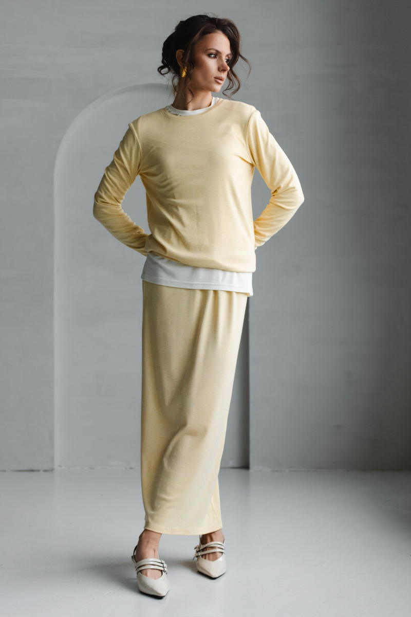 Юбка из трикотажа на резинке VLVT, цвет: Желтый, 00-00005366 купить онлайн