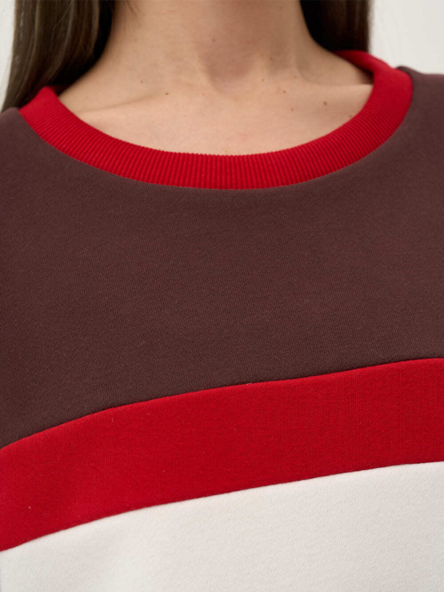 Свитшот с цветными вставками ONSI, цвет: коричневый,  купить онлайн