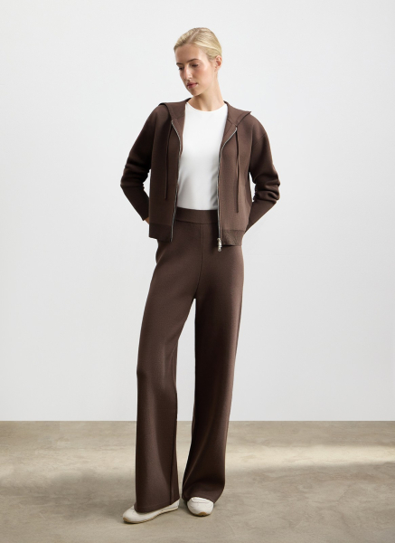 Джемпер с капюшоном на молнии вязаный ALL WE NEED, цвет: коричневый,  купить онлайн