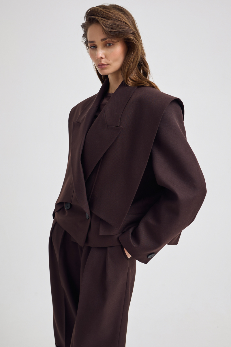 Жакет с акцентными деталями Shtripling, цвет: коричневый, SHJKT004BRN купить онлайн