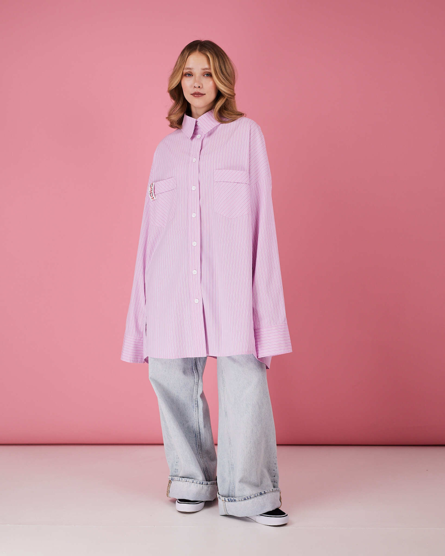 Рубашка макси оверсайз #20 TABOO, цвет: розовый, Rub20 купить онлайн