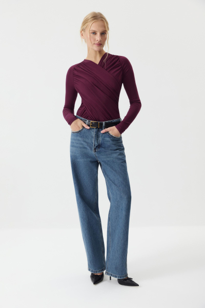 Лонгслив с драпировкой Charmstore, цвет: сливовый, 205-44265-680 купить онлайн Лонгслив с драпировкой Charmstore, цвет: сливовый, 205-44265-680 купить онлайн