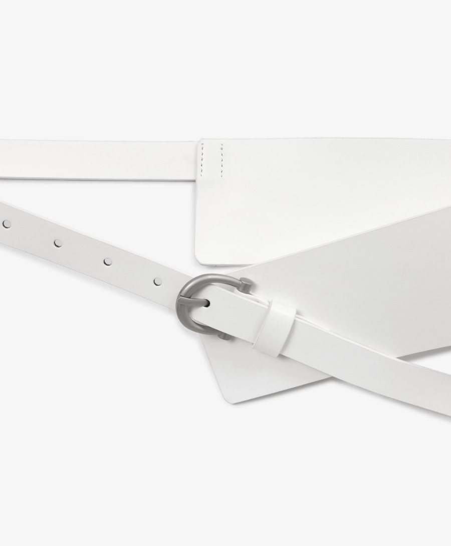 Пояс асимметричный из натуральной кожи GLVR, цвет: белый 126G21GAA2310 купить онлайн