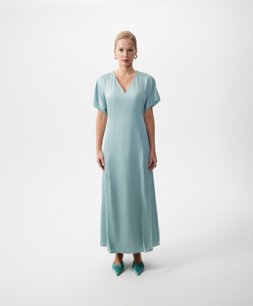 Платье макси приталенного кроя из шелковистой ткани GLVR, цвет: зеленый, 126G26GAC2517 купить онлайн