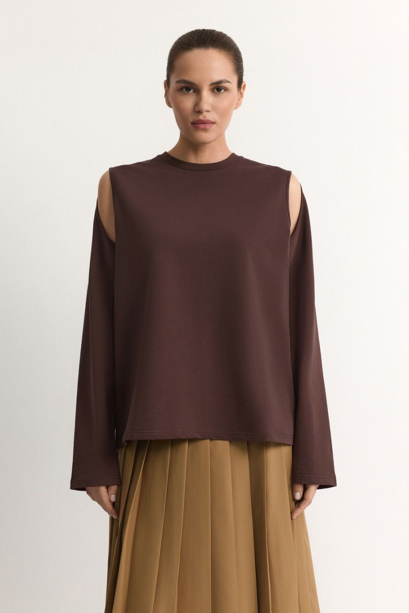 Лонгслив из смесового хлопка TOPTOP, цвет: коричневый, TT.025.12361.700 купить онлайн