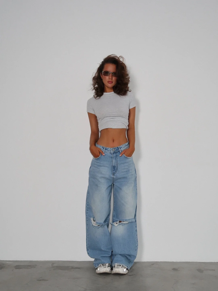 Джинсы широкие MIARTLAND, цвет: голубой, НФ-00000777 купить онлайн