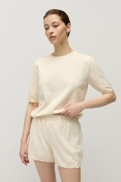 Джемпер пуантель из хлопка с кашемиром AROUND, цвет: небесно-желтый, 219_129CC05 купить онлайн