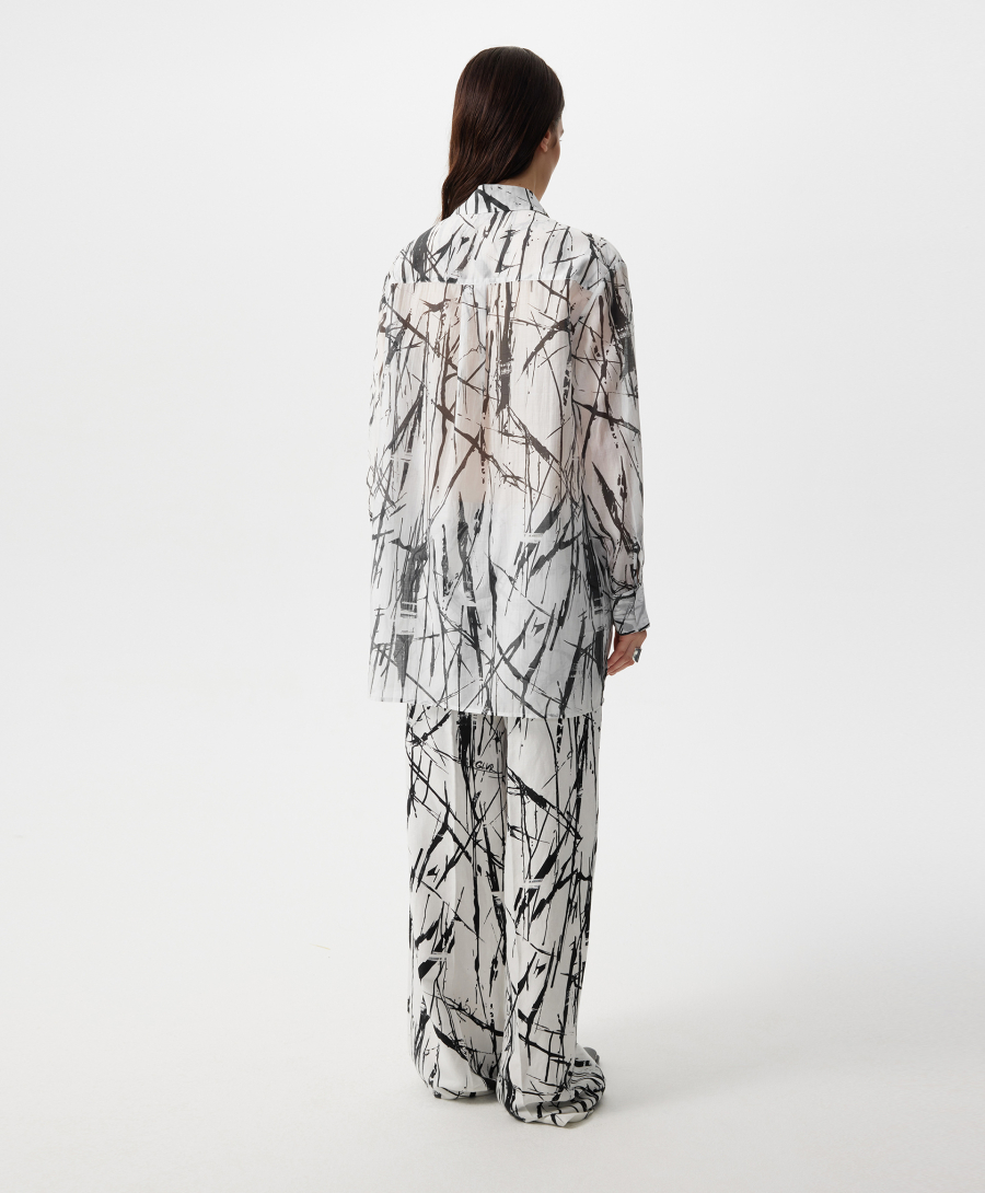 Блузка удлиненная из полупрозрачной ткани GLVR, цвет: белый, 126G21GAC2223 купить онлайн