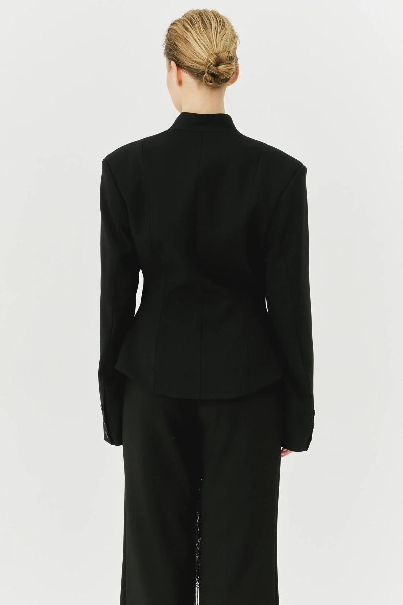 Жакет приталенный с рельефным воротником Ricoco, цвет: Черный, 7052/2 купить онлайн