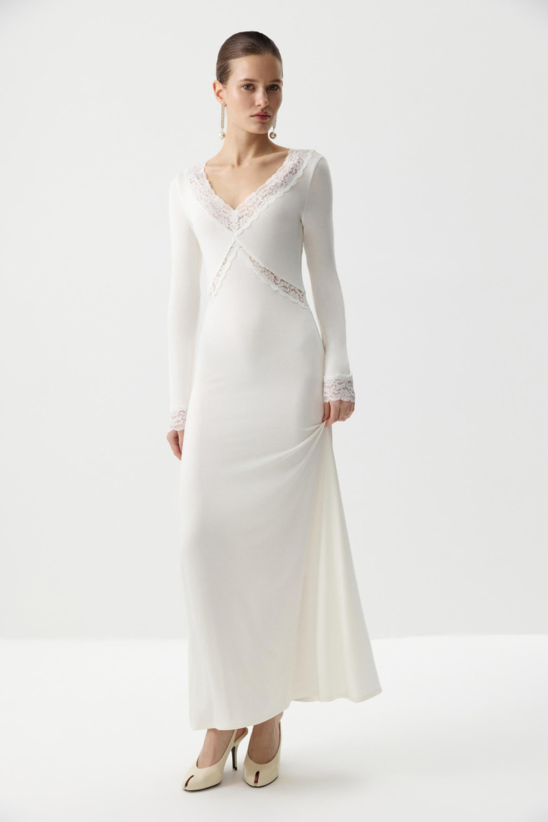 Платье из вискозы с кружевом Charmstore, цвет: белый, 207-53565-111 купить онлайн