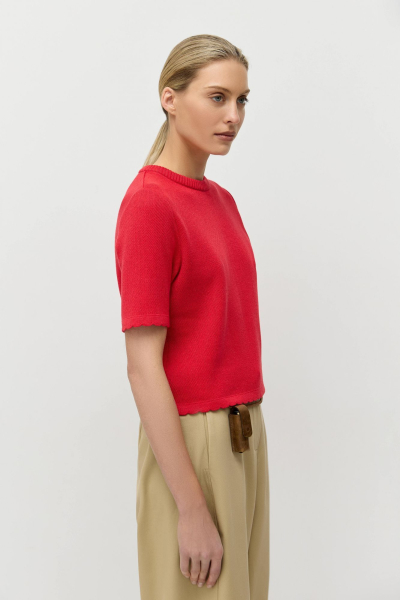 Джемпер-футболка с фигурным краем AROUND, цвет: красный, 219_123CA042 купить онлайн