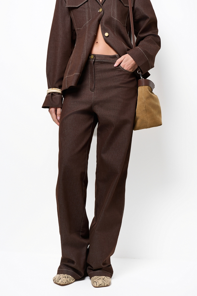 Джинсы из сырого денима Ricoco, цвет: горький шоколад, 5077/5 купить онлайн