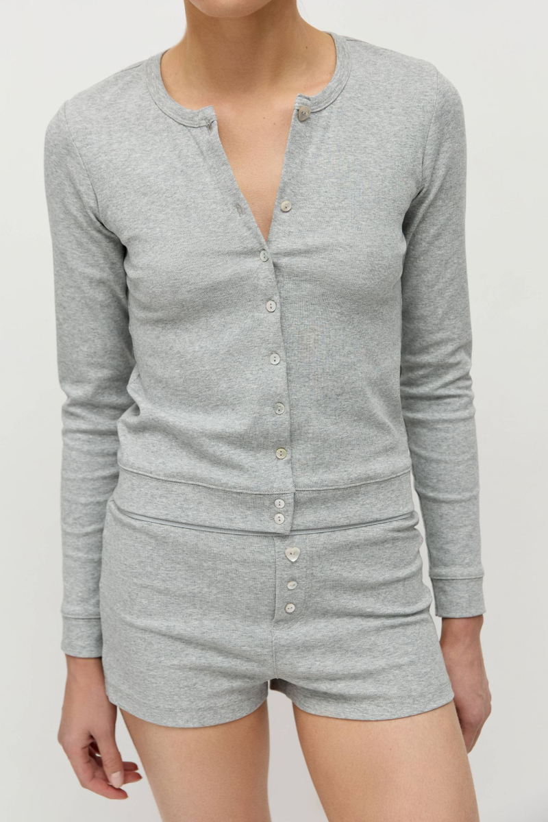 Лонгслив на пуговицах AROUND, цвет: серый, 219_117CE02 купить онлайн