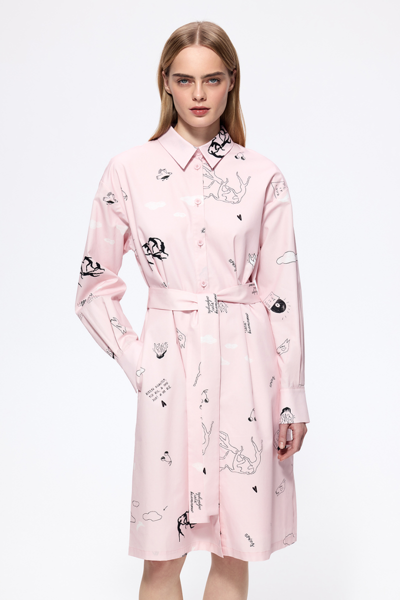 Платье-рубашка с принтом DREAMS BY ALENA AKHMADULLINA, цвет: розовый, 126102070204554/210000 купить онлайн