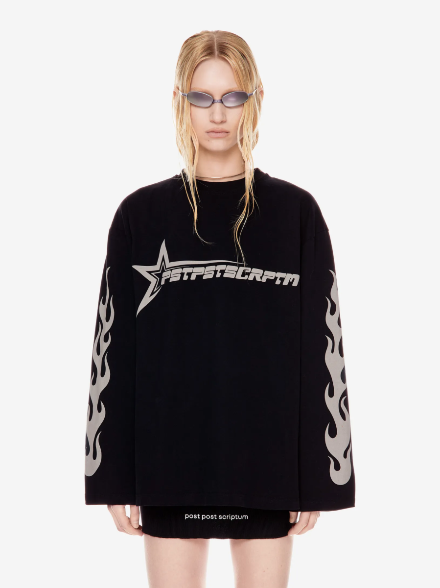 Лонгслив с потертым принтом