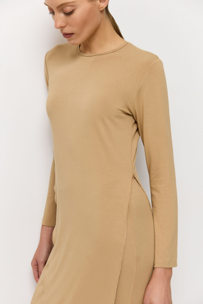 Лонгслив асимметричный AROUND, цвет: бежевый, 219_111VE01 купить онлайн