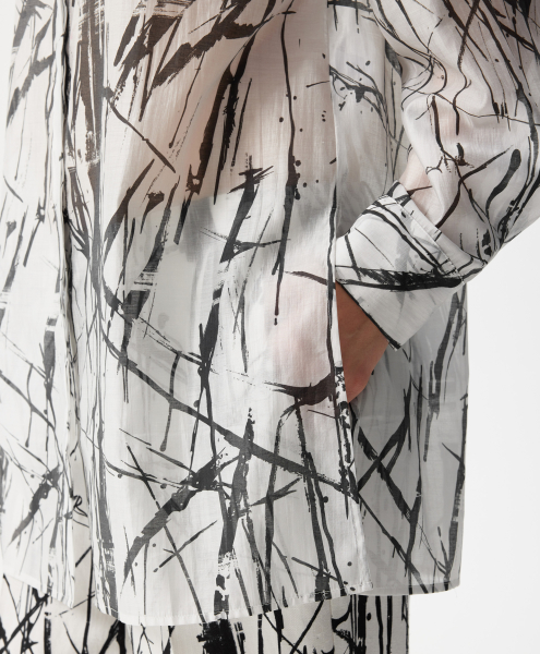 Блузка удлиненная из полупрозрачной ткани GLVR, цвет: белый, 126G21GAC2223 купить онлайн