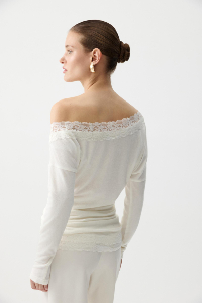 Лонгслив с кружевом из мягкого трикотажа Charmstore, цвет: белый, 205-514107-111 купить онлайн