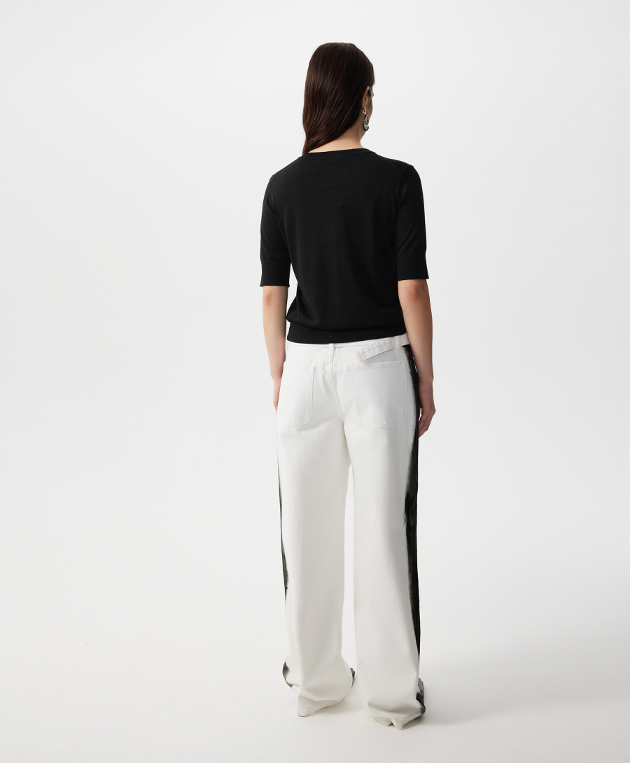 Джинсы-трубы с лампасами GLVR, цвет: белый, 126G21GAC6322 купить онлайн