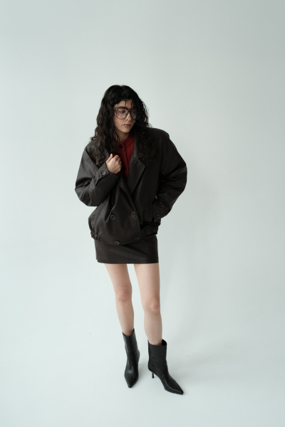 Бомбер винтажный НИ ИМЕНИ, НИ ПОХОЖИХ, цвет: коричневый, 00-00000375 купить онлайн