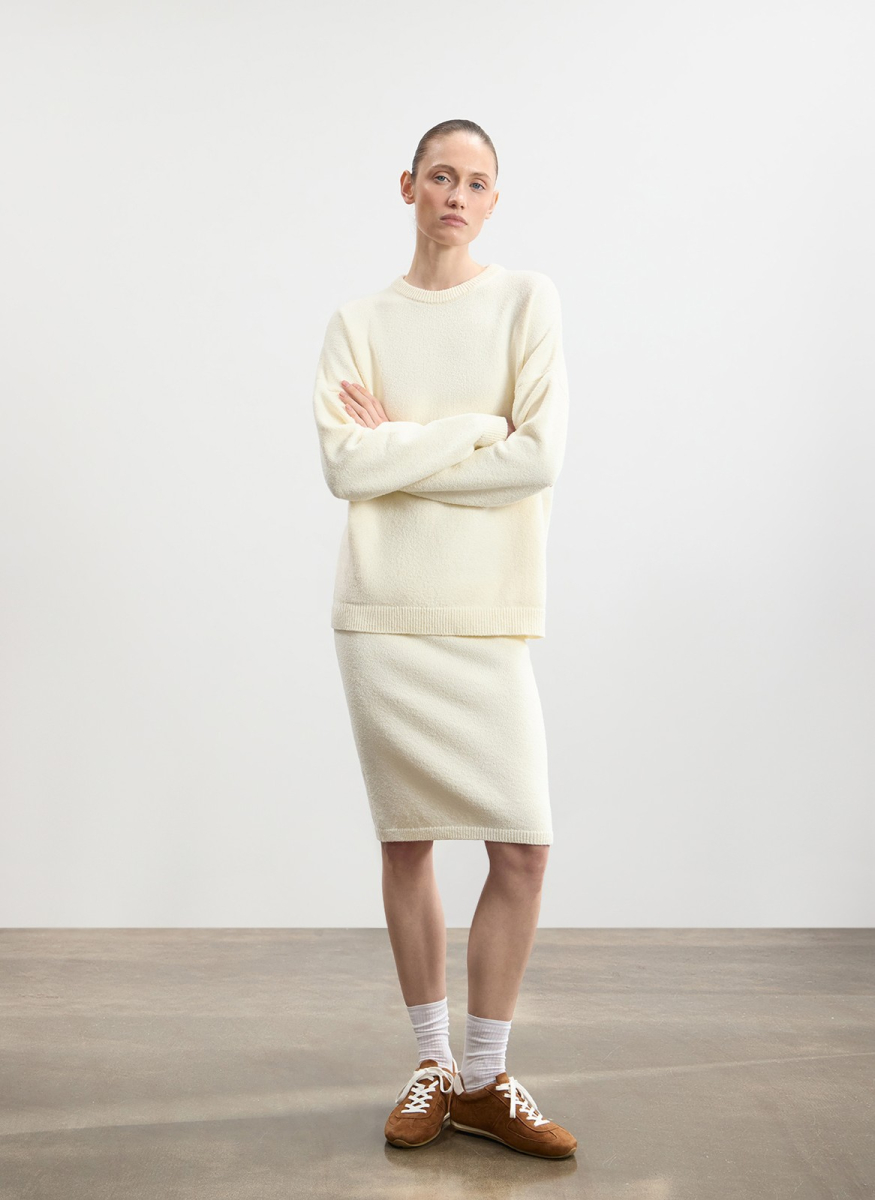 Джемпер фактурной вязки из хлопка ALL WE NEED, цвет: белый,  купить онлайн