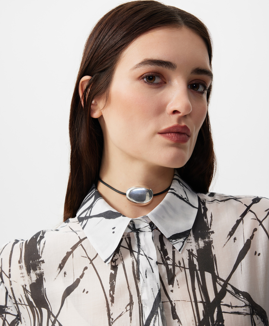 Блузка удлиненная из полупрозрачной ткани GLVR, цвет: белый, 126G21GAC2223 купить онлайн