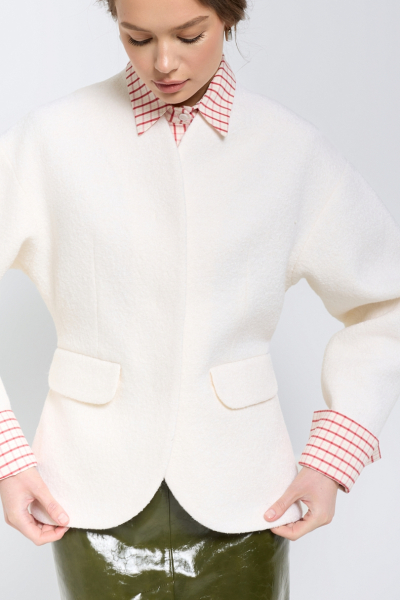 Жакет О-образный из фактурной шерсти Ricoco, цвет: белый, 6084/1 купить онлайн