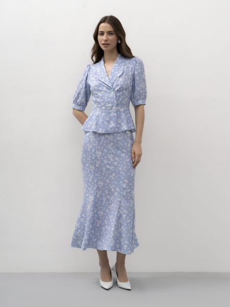 Юбка в цветочный принт TRES, цвет: голубой, НФ-00002767 купить онлайн