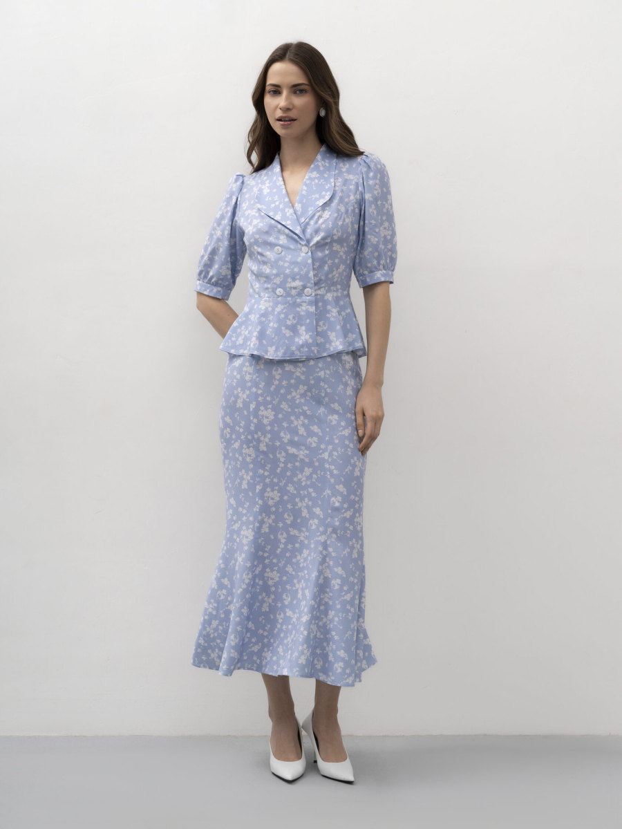 Юбка в цветочный принт TRES, цвет: голубой, НФ-00002767 купить онлайн