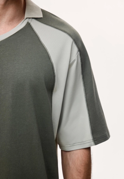 Мужское поло с контрастными вставками MUTED, цвет: хаки, 904312.MTSH0027_Khaki купить онлайн