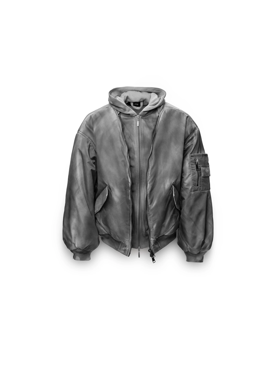 Бомбер с капюшоном ABC, цвет: серый, 00-283 купить онлайн