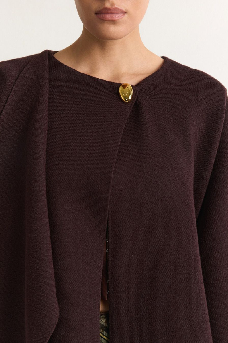 Кардиган с шарфом TOPTOP, цвет: коричневый, TTS.051.18936.700 купить онлайн