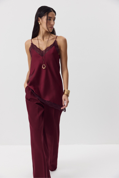 Топ с кружевом Charmstore, цвет: винный, 102-43060-451 купить онлайн Топ с кружевом Charmstore, цвет: винный, 102-43060-451 купить онлайн