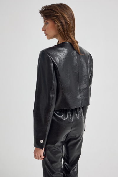 Укороченный жакет из экокожи Shtripling, цвет: Черный, SHJKT009BLK купить онлайн