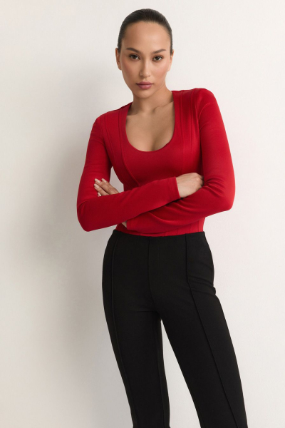 Боди с широкими плечами TOPTOP, цвет: красный, TTS.023.18296.320 купить онлайн