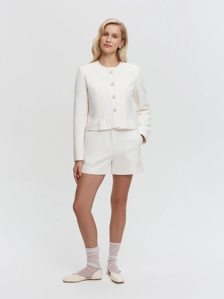 Шорты из твида ANNA PEKUN, цвет: белый,  купить онлайн