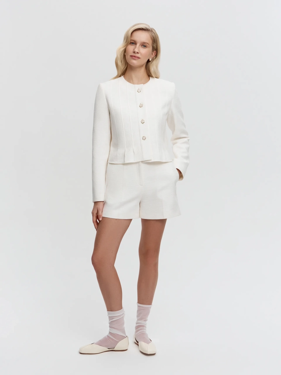 Шорты из твида ANNA PEKUN, цвет: белый,  купить онлайн