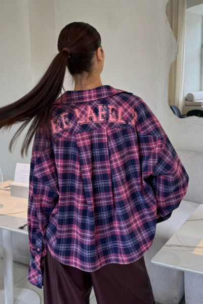 Рубашка объемная укороченная в клетку PINK Рубашка объемная укороченная в клетку PINK