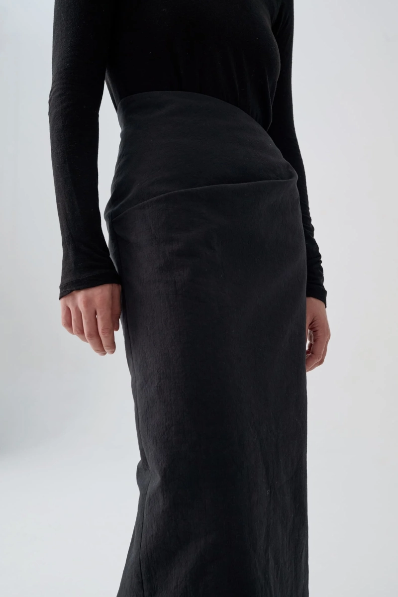 Юбка из бумажной ткани UNKE, цвет: Черный, 2601SK003C_BL купить онлайн