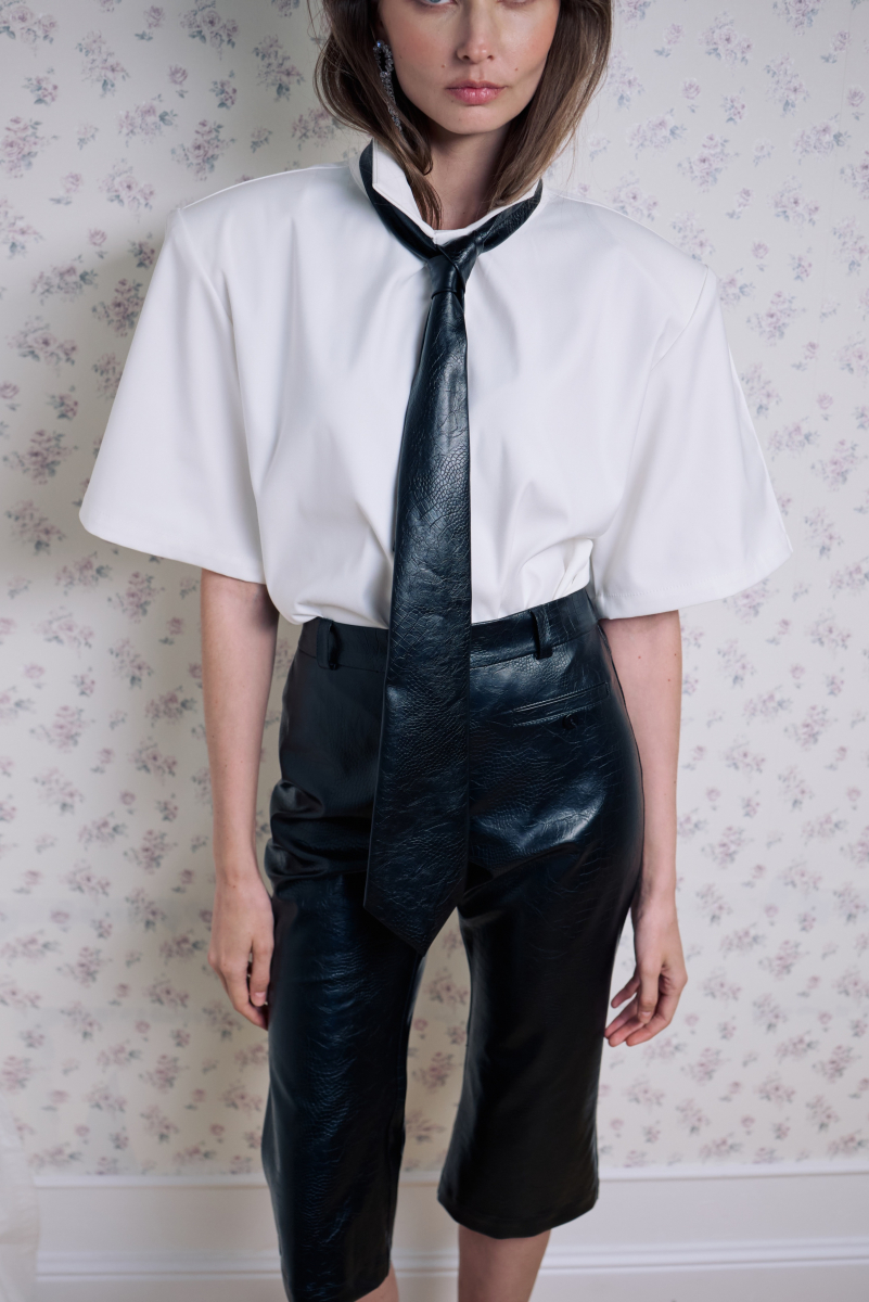 Галстук их экокожи Shtripling, цвет: Черный SHTTIE006BLK купить онлайн