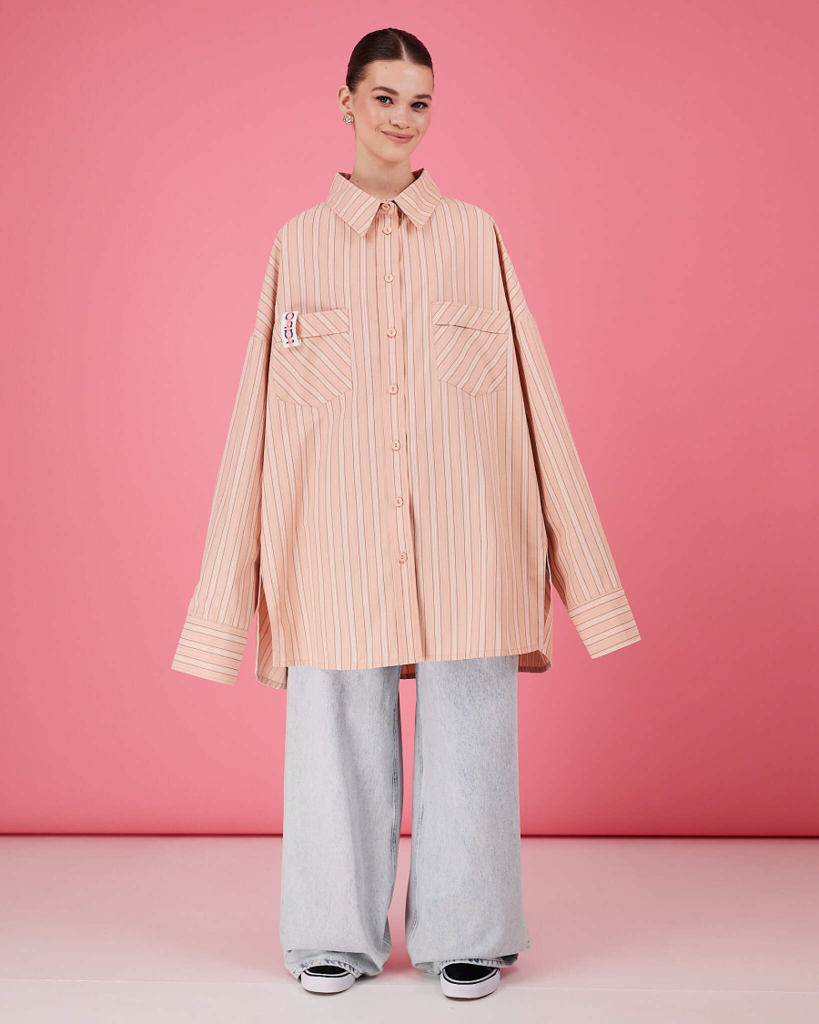 Рубашка макси оверсайз #32 TABOO, цвет: бежевый, Rub32 купить онлайн