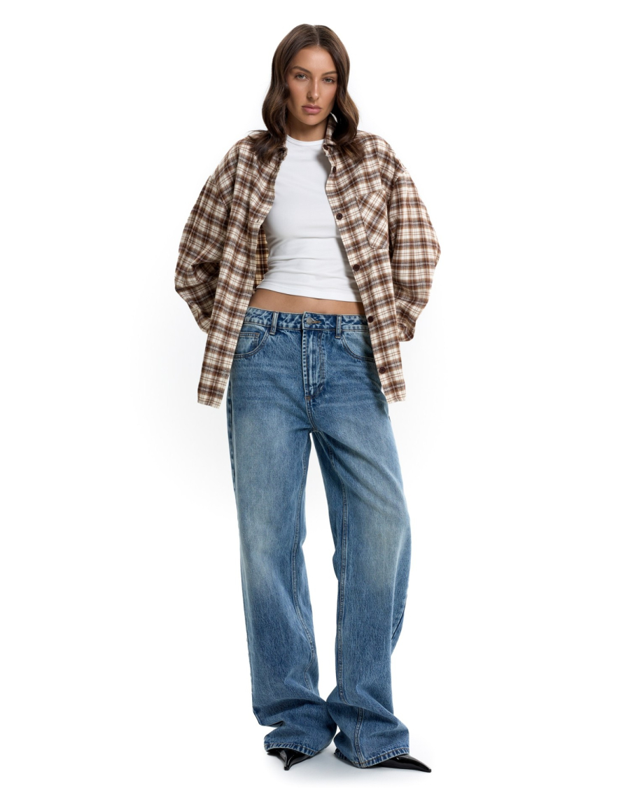 Рубашка в клетку Suborbia, цвет: бежевый, 006622 купить онлайн