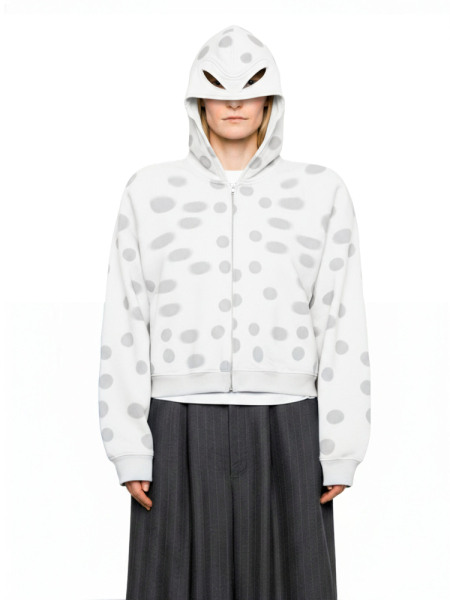 Худи с маской в пудровый горох