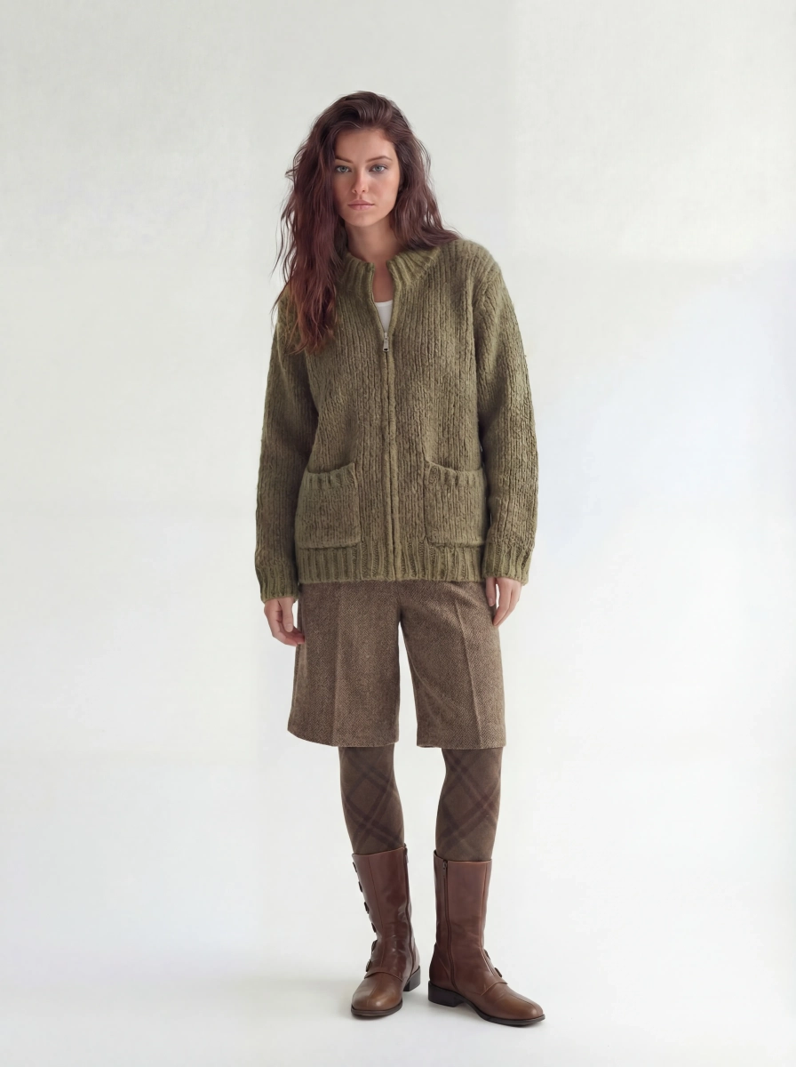 Кардиган на молнии SAGAS, цвет: зеленый, 260102 купить онлайн