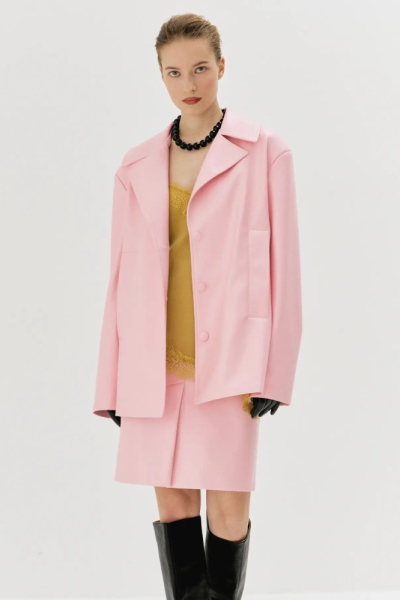 Жакет удлиненный из экокожи