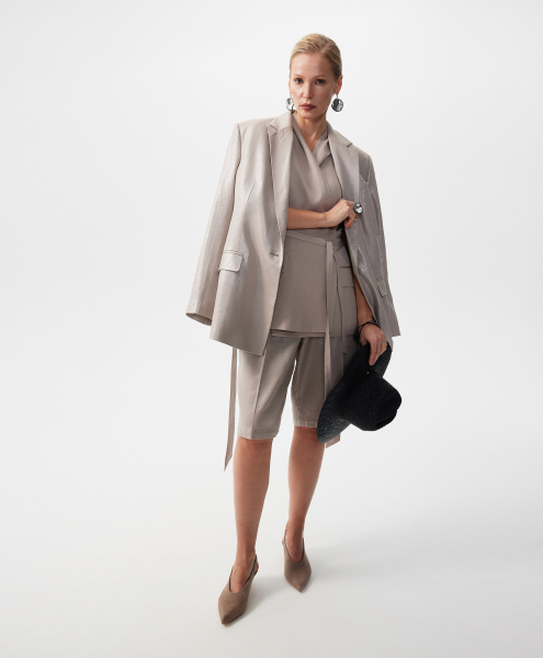 Текстильный жилет с запахом GLVR, цвет: серый, 126G22GAC4706 купить онлайн