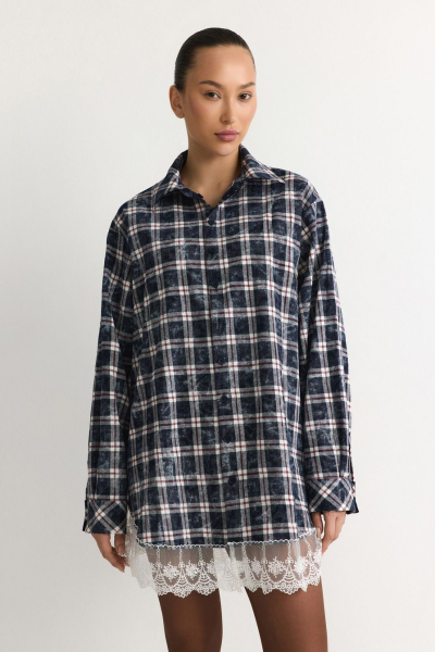 Рубашка с кружевом TOPTOP, цвет: синий, TT.021.18502.621 купить онлайн